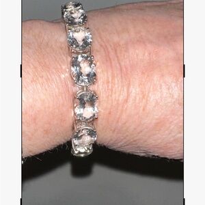 Sparkly rock crystal sterling silver tennis bracelet